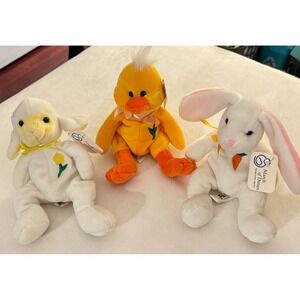 Vintage 1999 Plushland March of Dimes Easter Plush Set Harry Lucky Cashmere 3pc